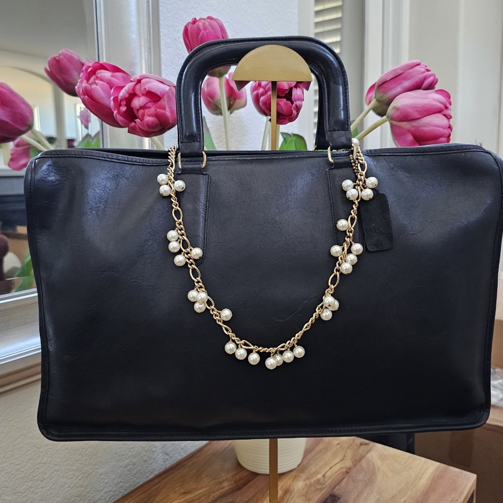 Coach Vintage 70s Black Leather Business Bag - Picture 6 of 7
